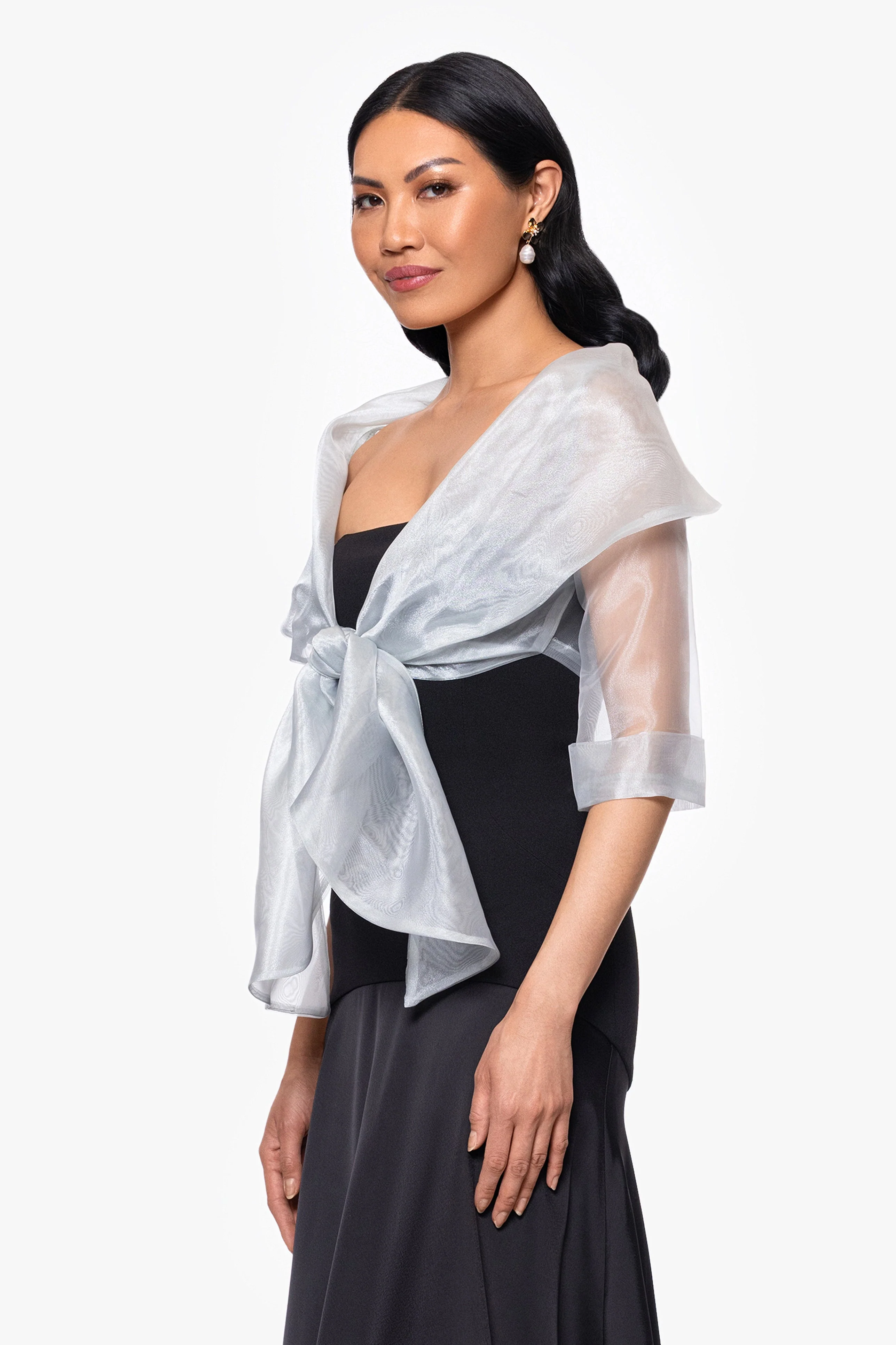 "Agnes" Organza 3/4 Sleeve Shawl Wrap - Image 8
