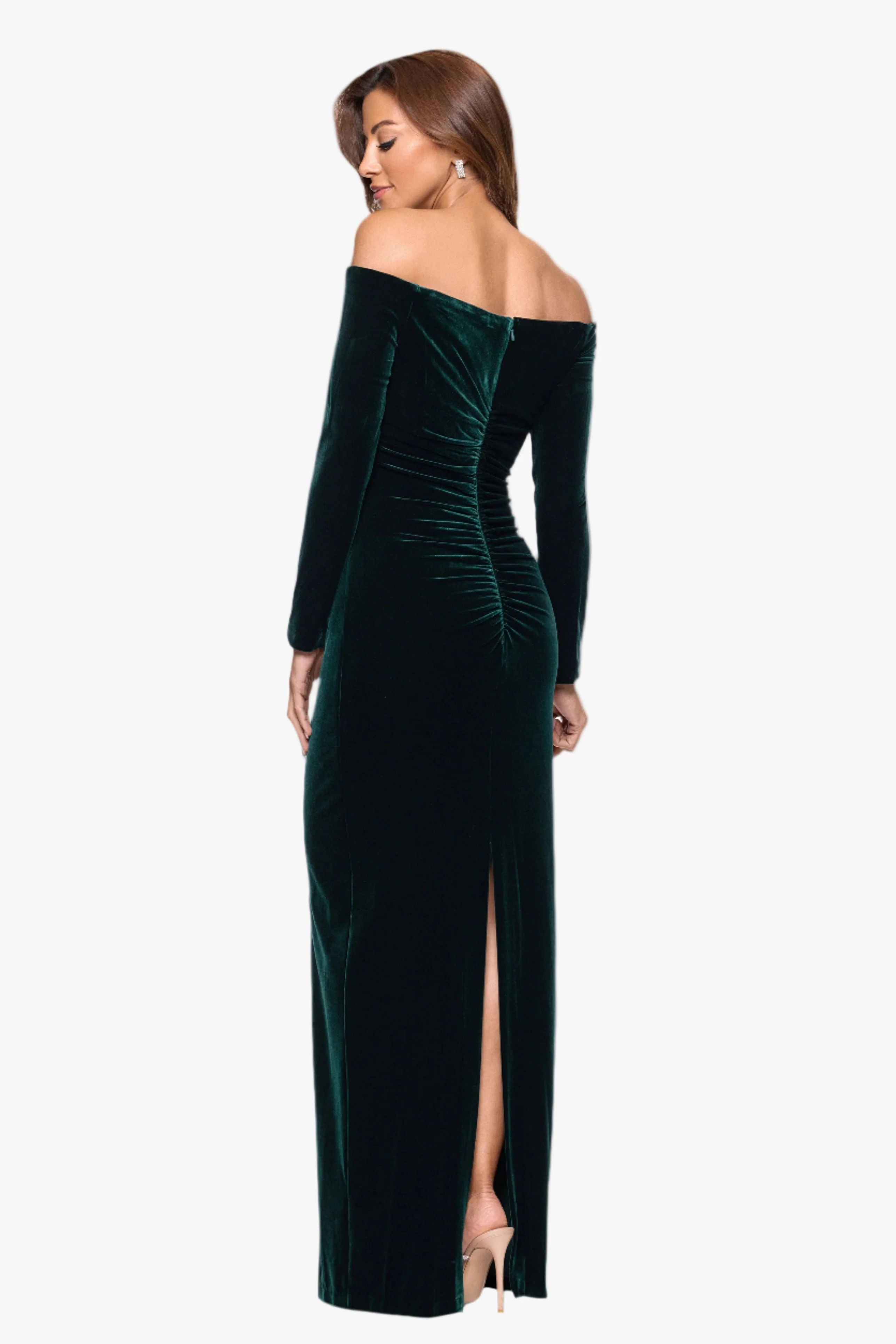 "Christy" Long Off the Shoulder Velvet Dress - Image 3