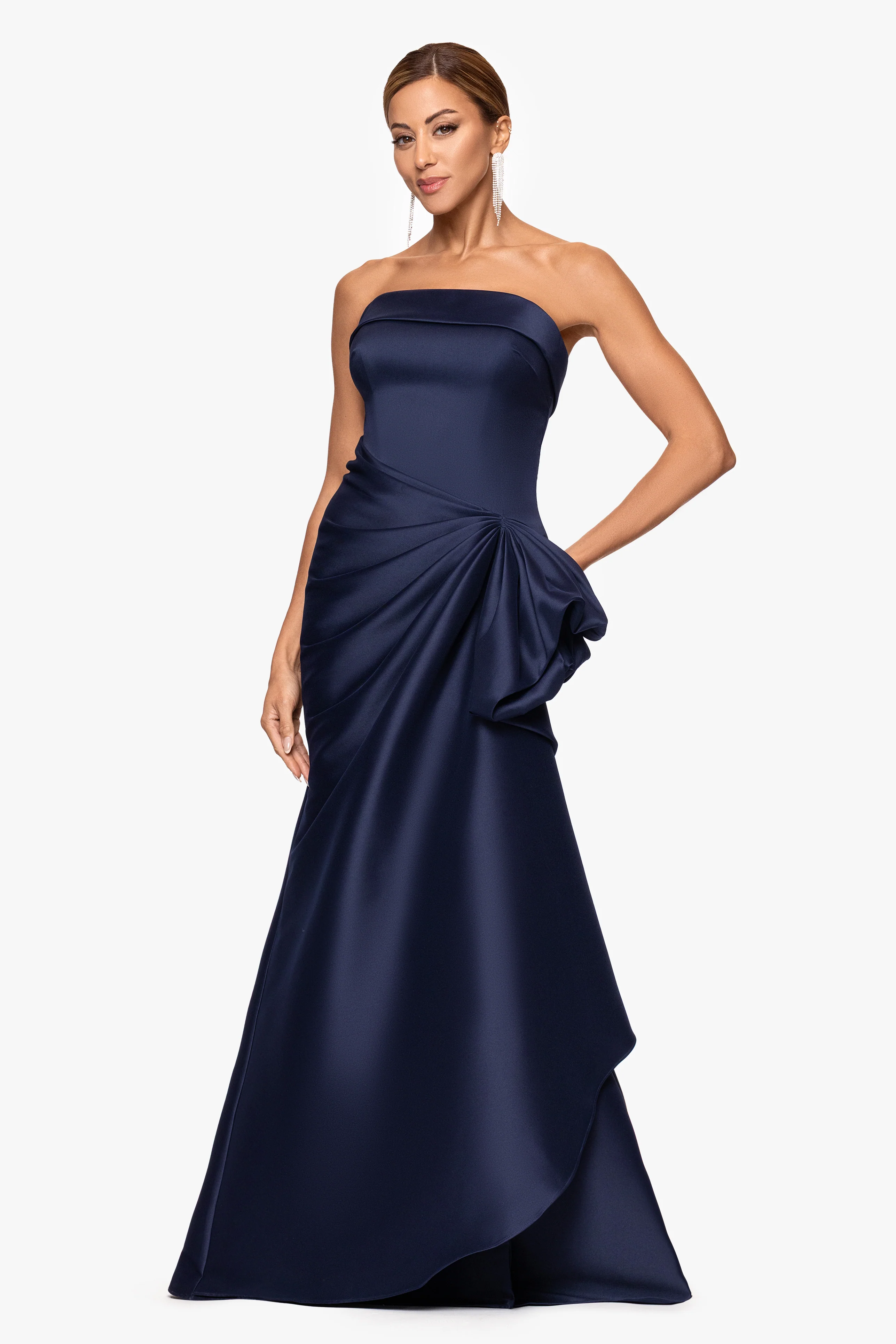 "Diana" Mikado Strapless Rouched Floor Length Dress - Image 6