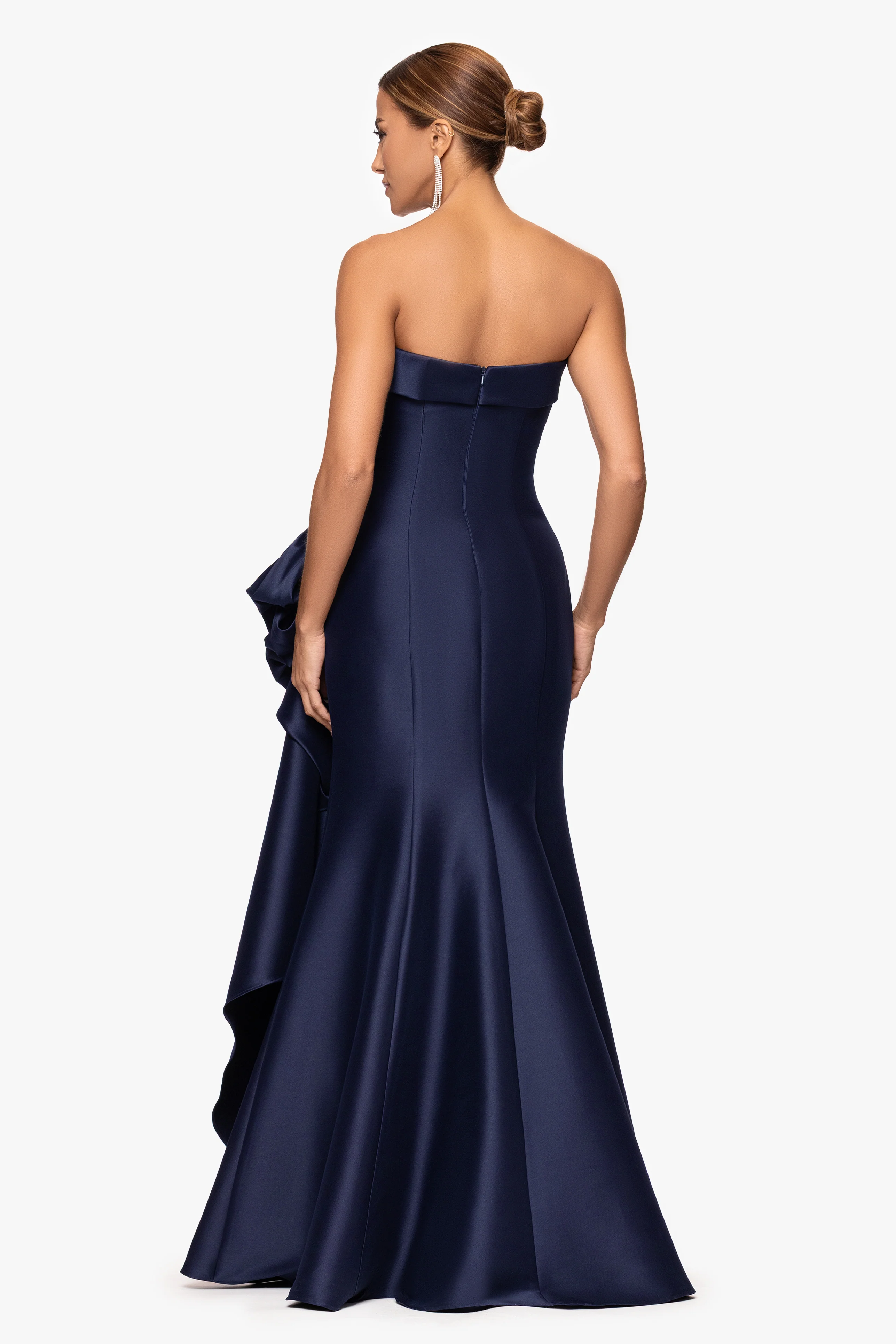 "Diana" Mikado Strapless Rouched Floor Length Dress - Image 8