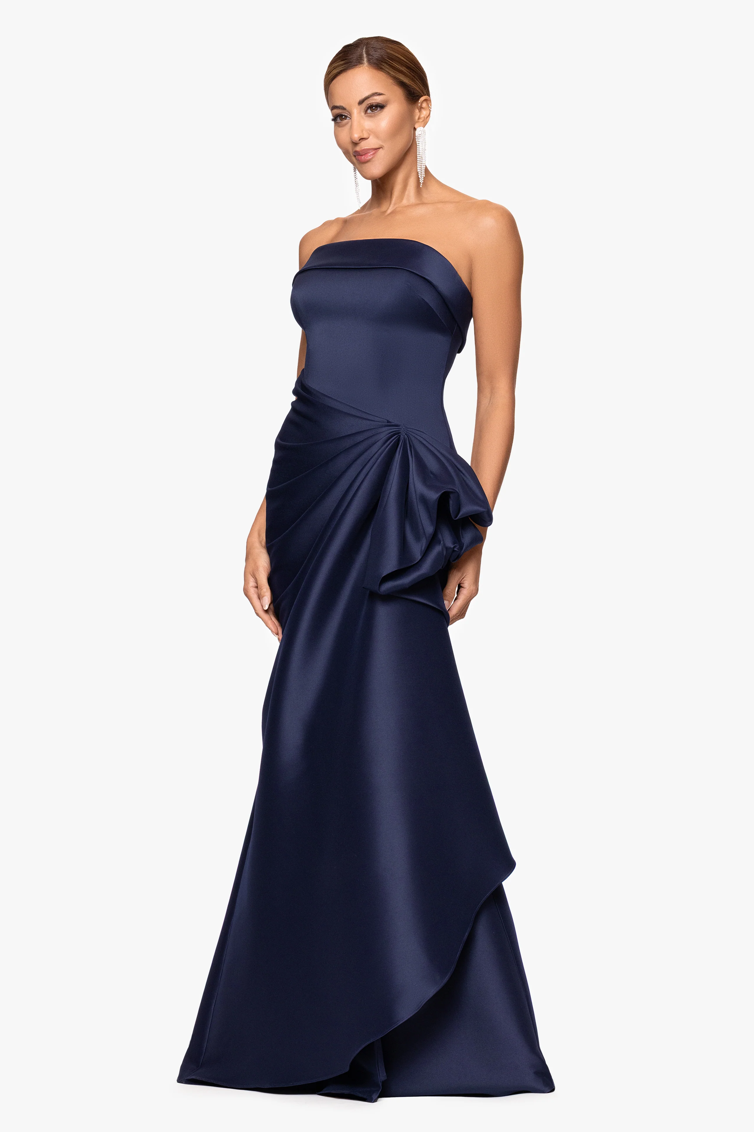 "Diana" Mikado Strapless Rouched Floor Length Dress - Image 9