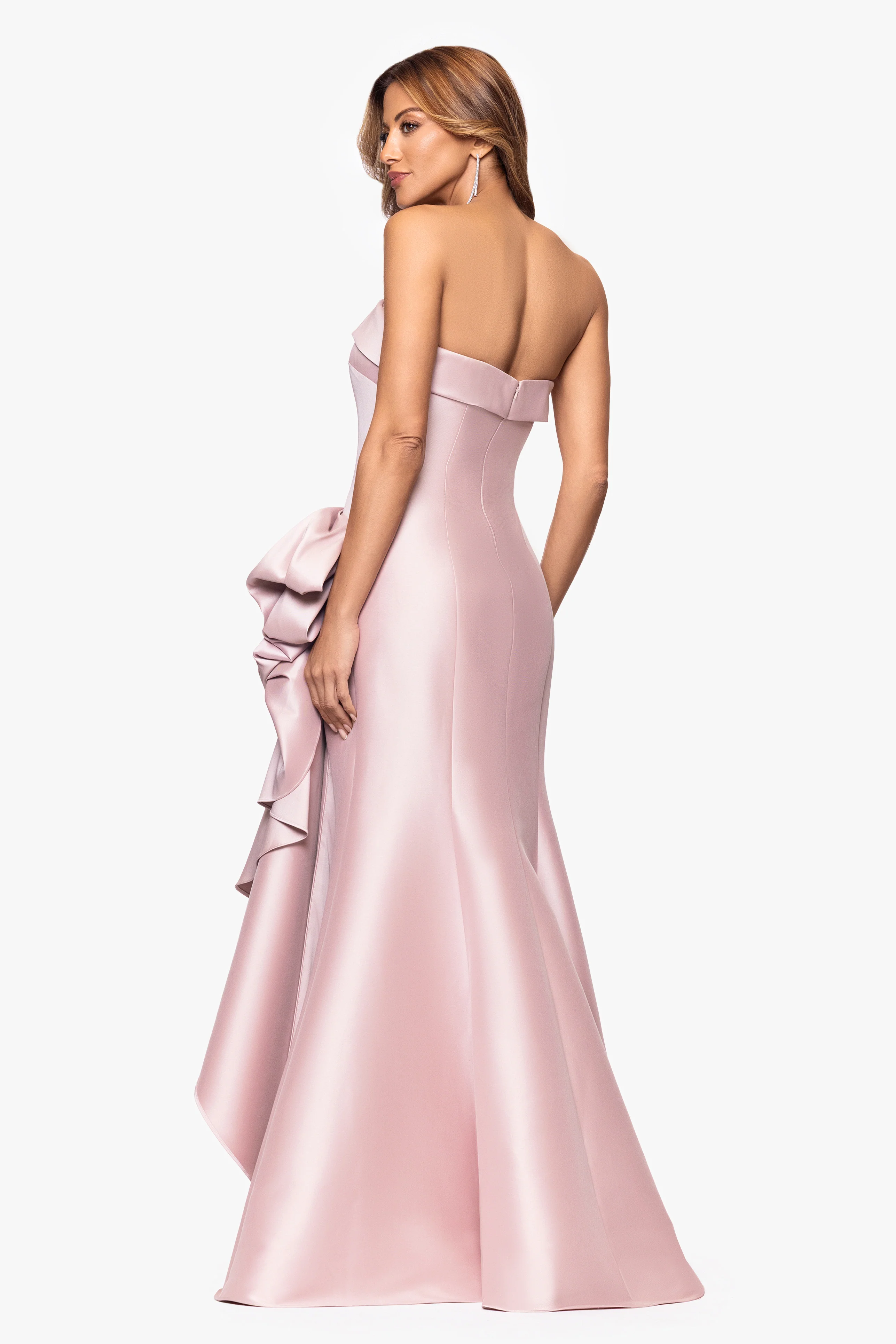 "Diana" Mikado Strapless Rouched Floor Length Dress - Image 3
