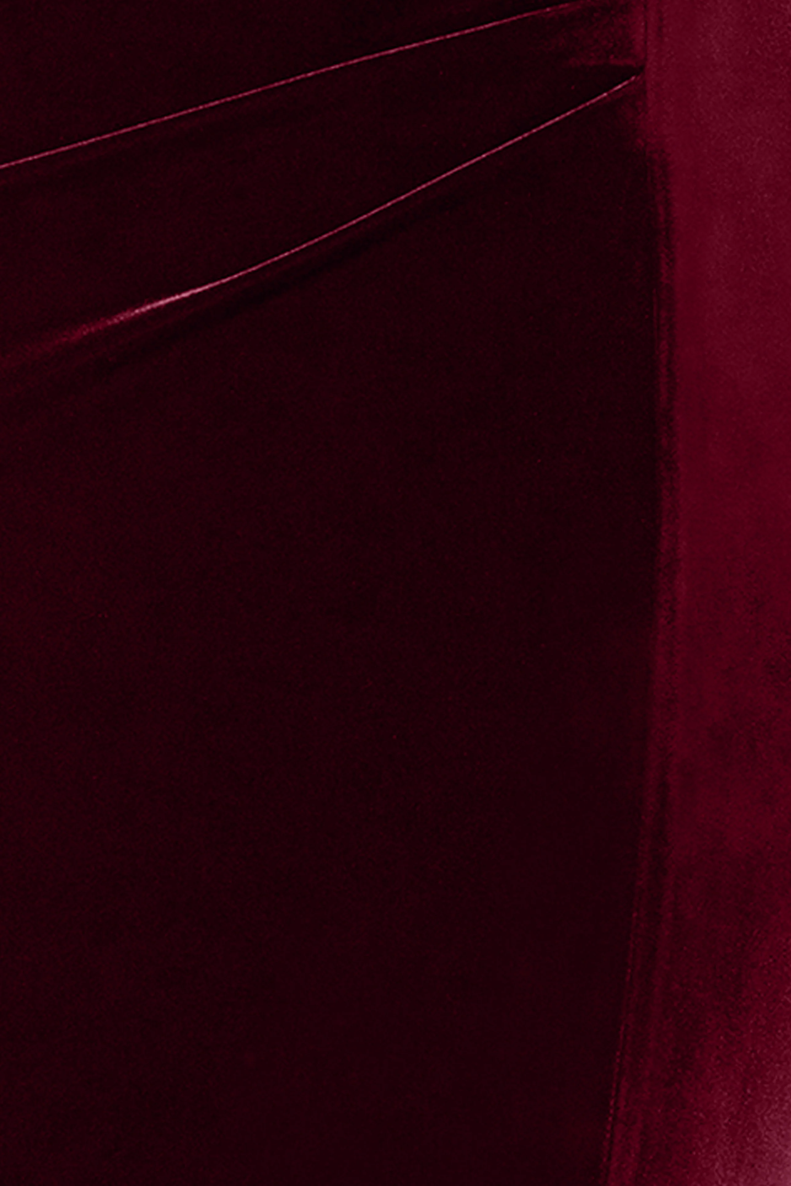 "Felicity" Knee Length Off the Shoulder Ruched Velvet Dress - Image 5