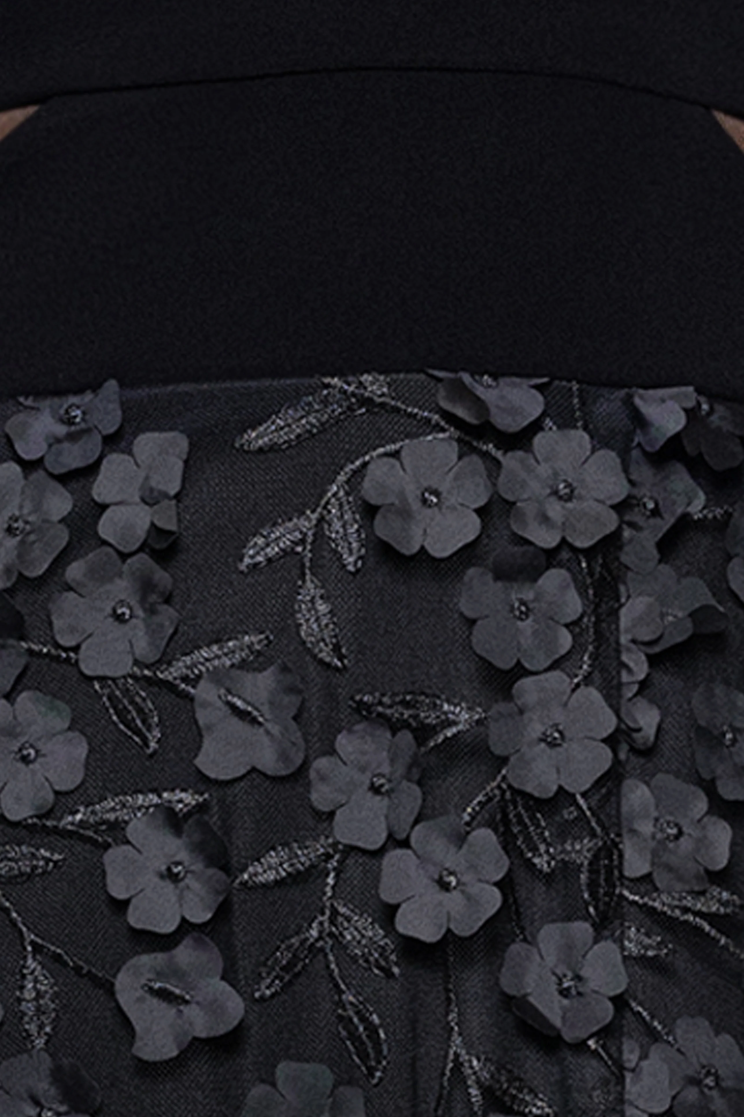 Petite "Iris" Jersey Knit V-Neck Raised Flower Long Dress - Image 5