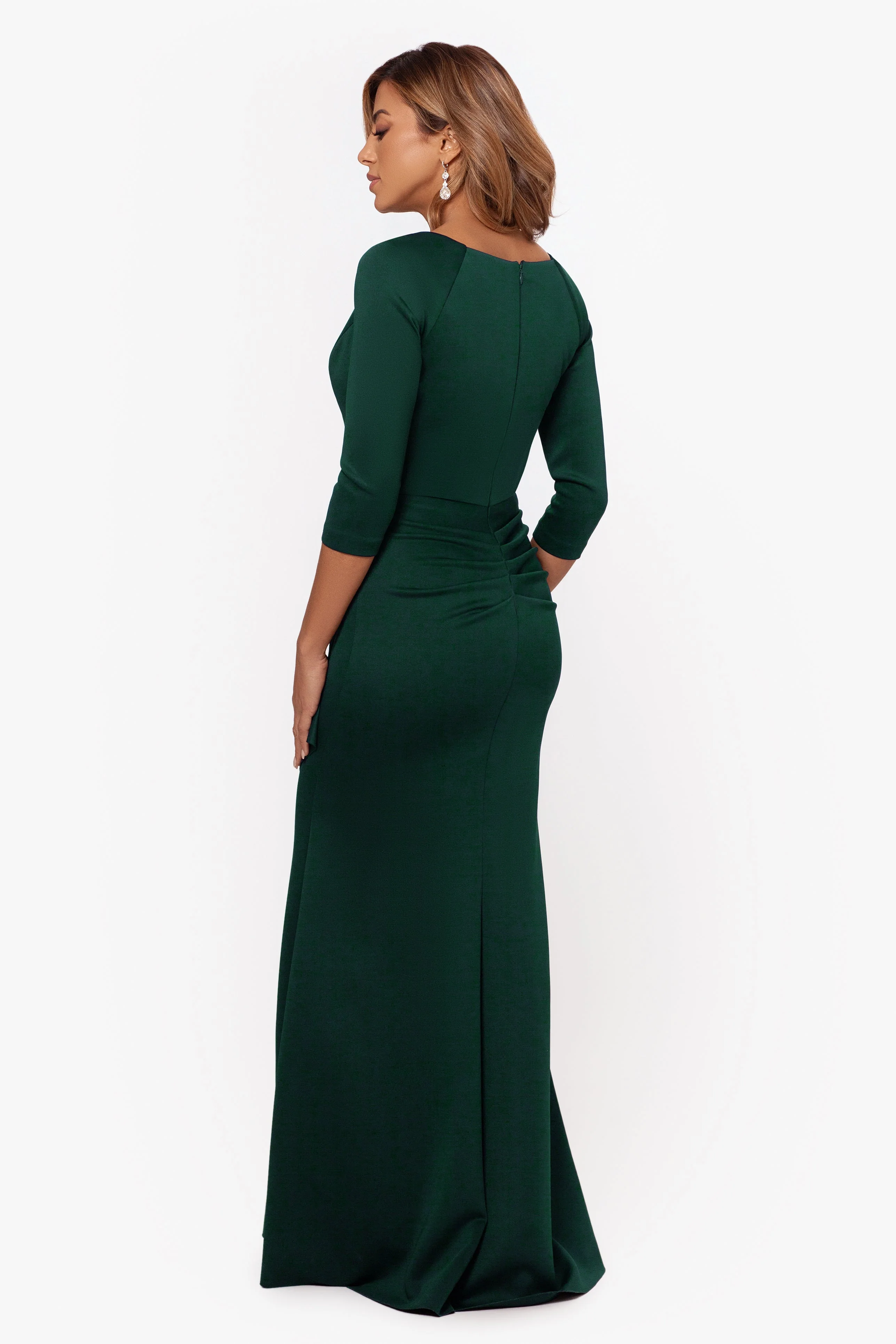 "Lexi" Long Sleeve Scuba Ruched Side Dress - Image 10