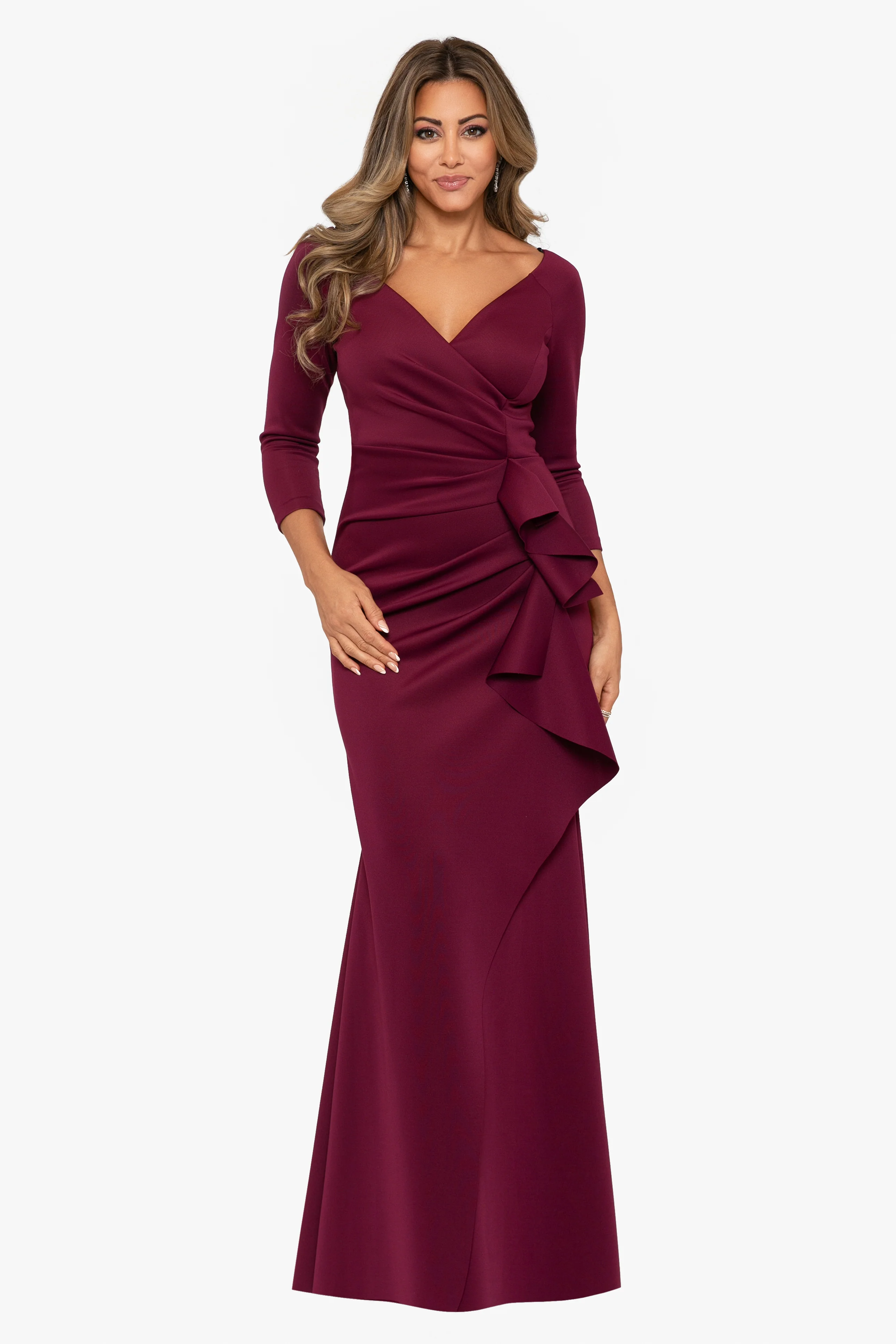 "Lexi" Long Sleeve Scuba Ruched Side Dress - Image 10