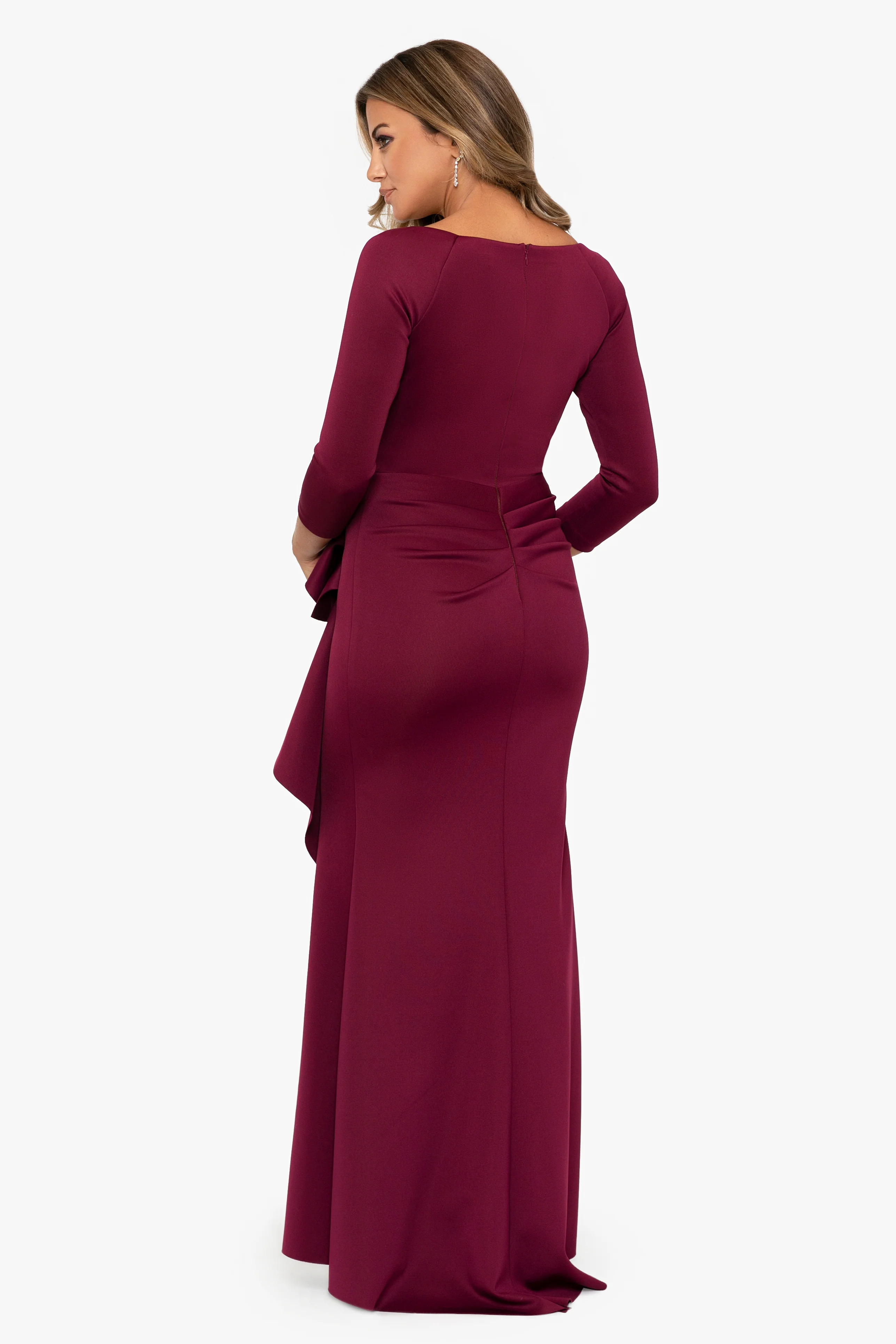 "Lexi" Long Sleeve Scuba Ruched Side Dress - Image 12
