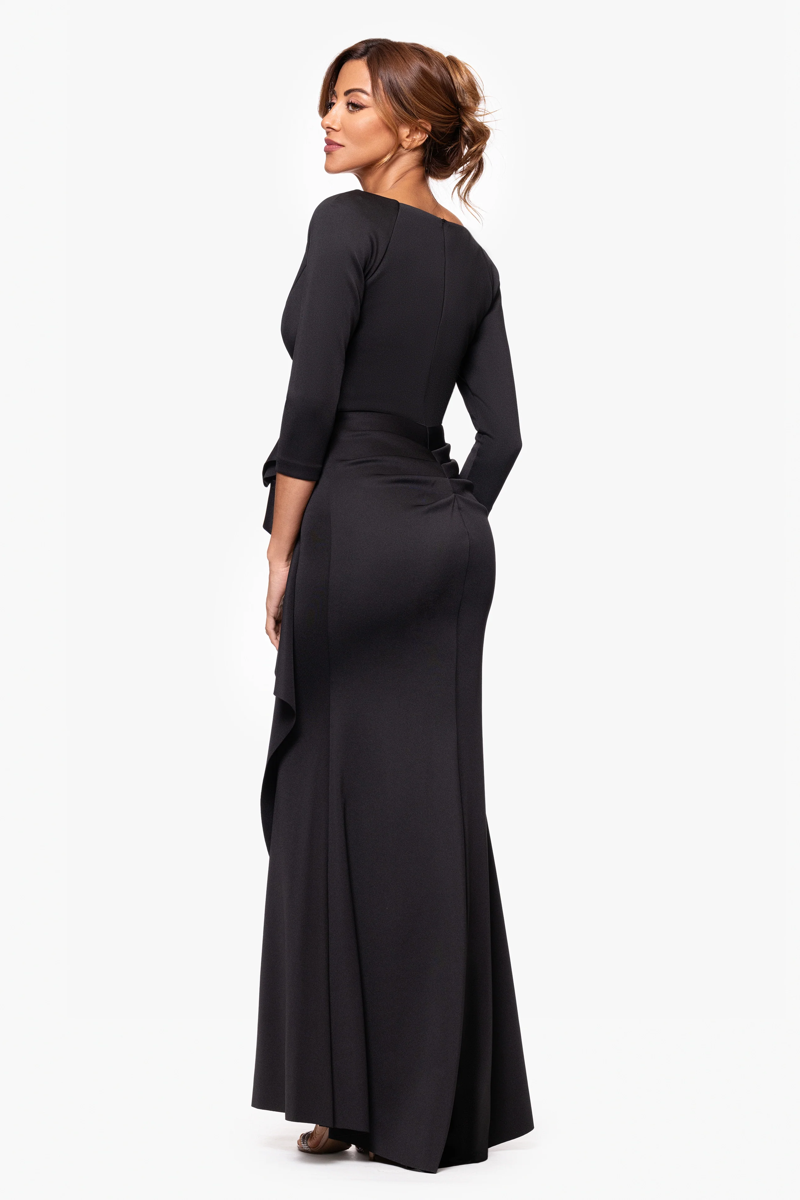 "Lexi" Long Sleeve Scuba Ruched Side Dress - Image 3
