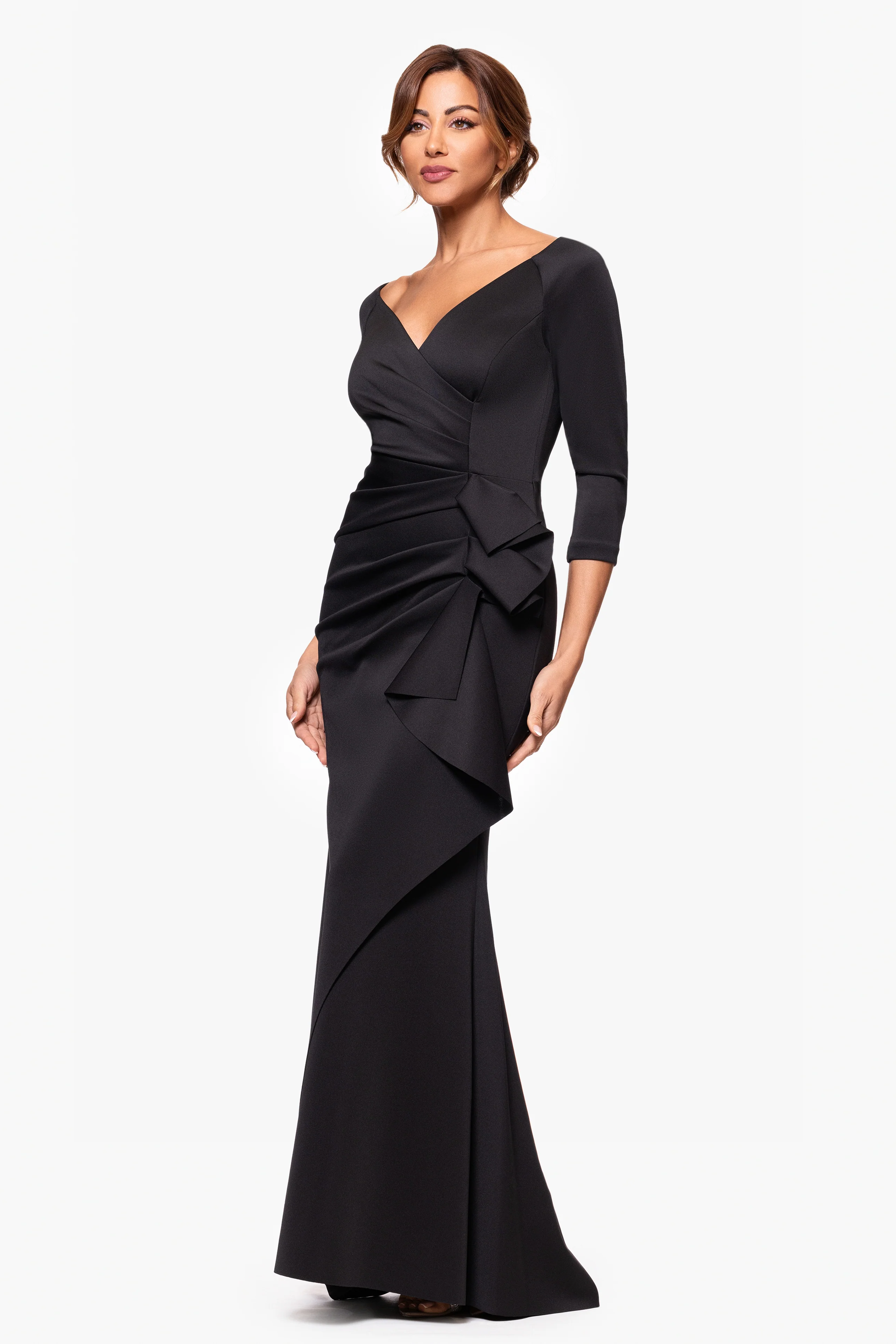 "Lexi" Long Sleeve Scuba Ruched Side Dress - Image 8
