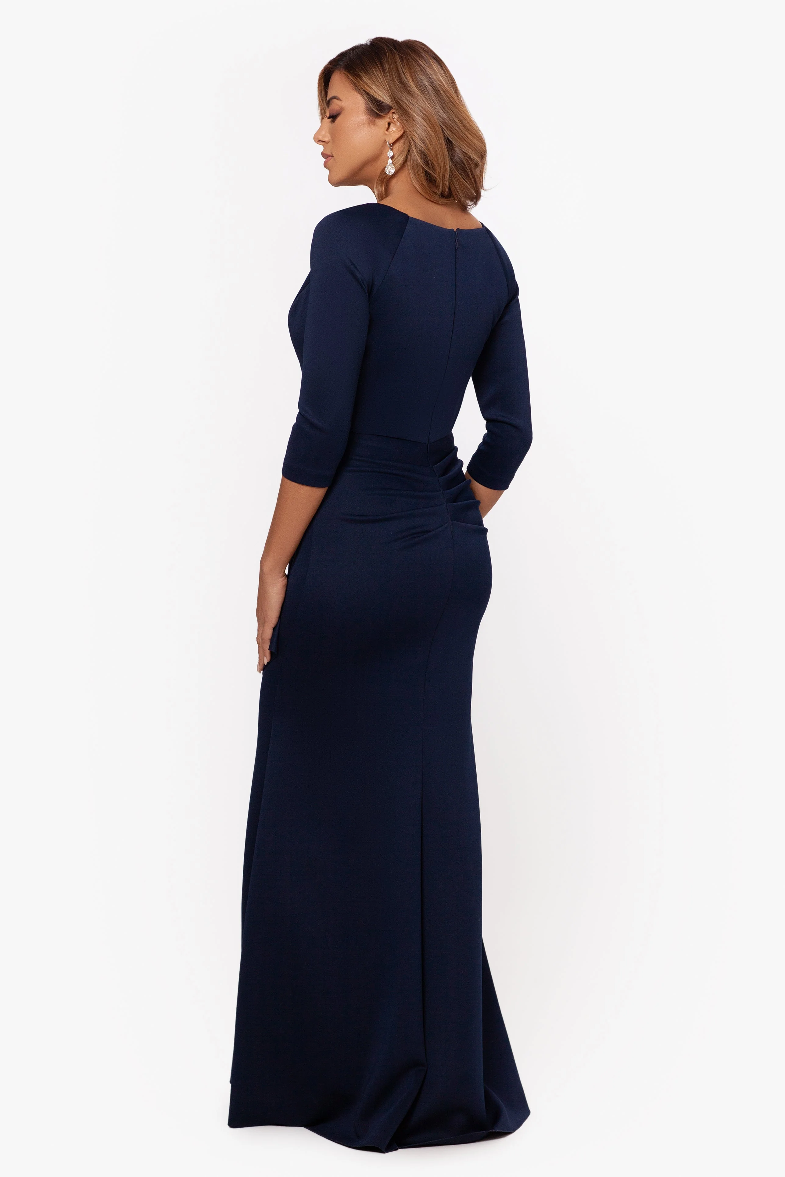 "Lexi" Long Sleeve Scuba Ruched Side Dress - Image 4