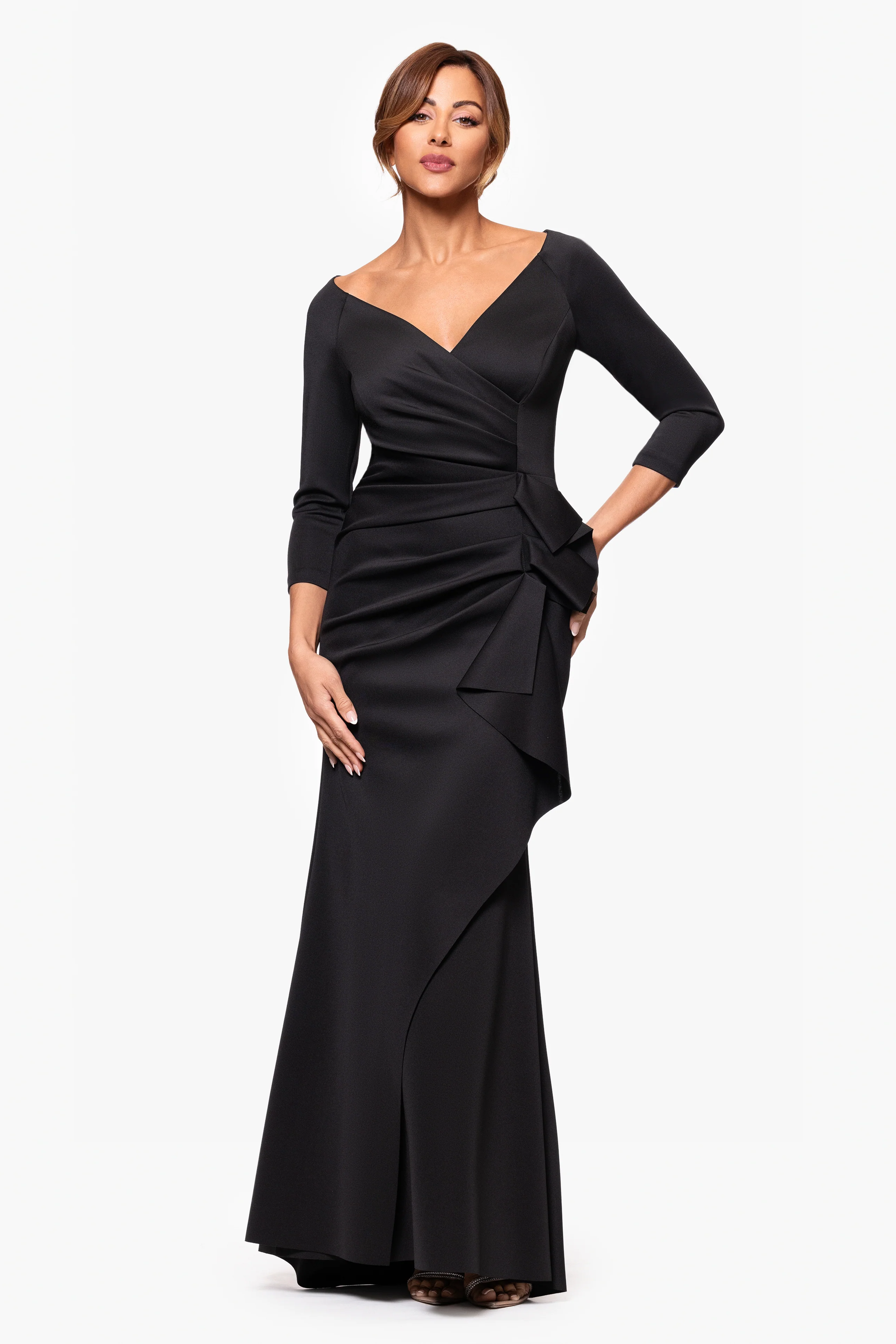 "Lexi" Long Sleeve Scuba Ruched Side Dress - Image 6