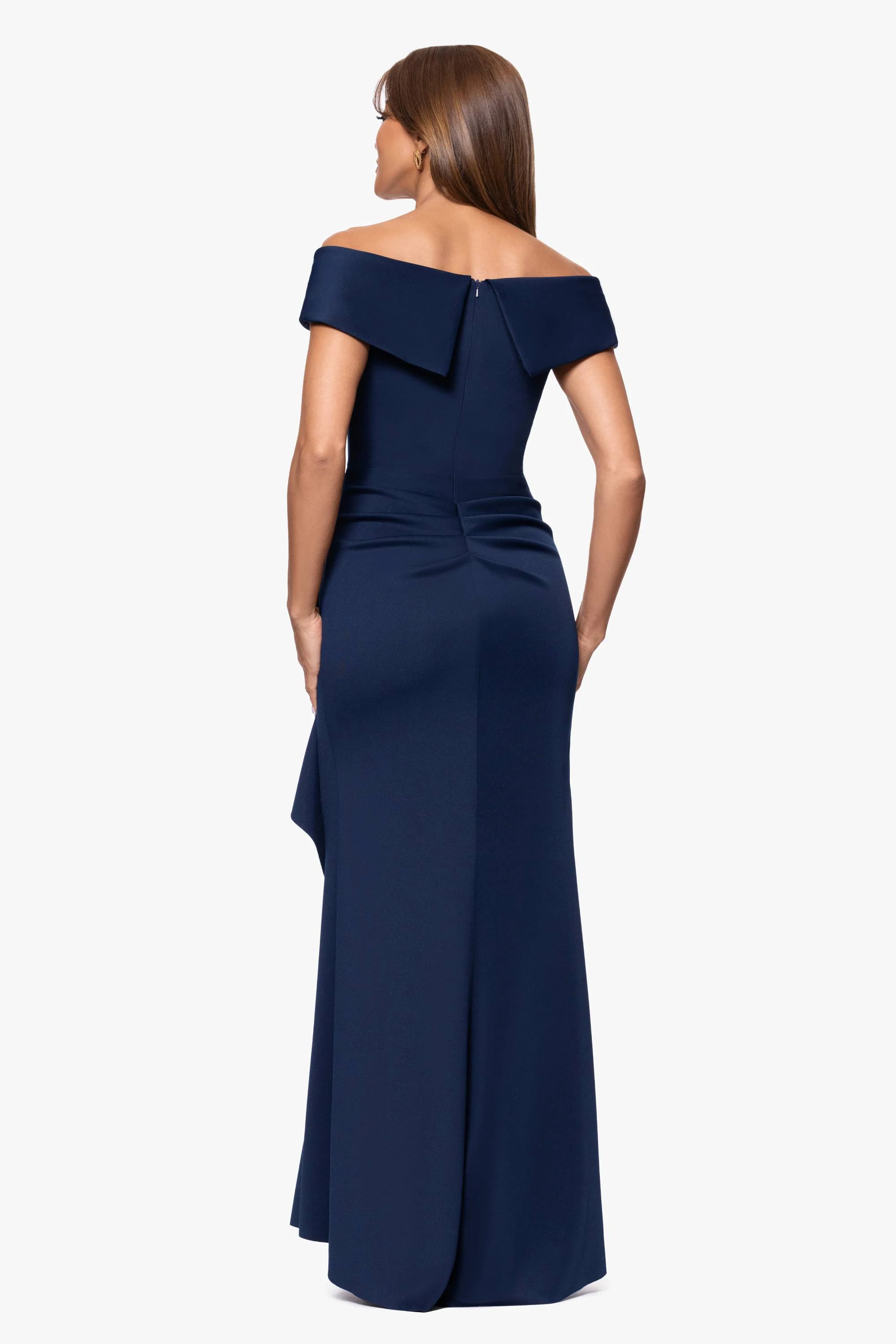 "Patti" Long Off the Shoulder Techno Scuba Dress - Image 10