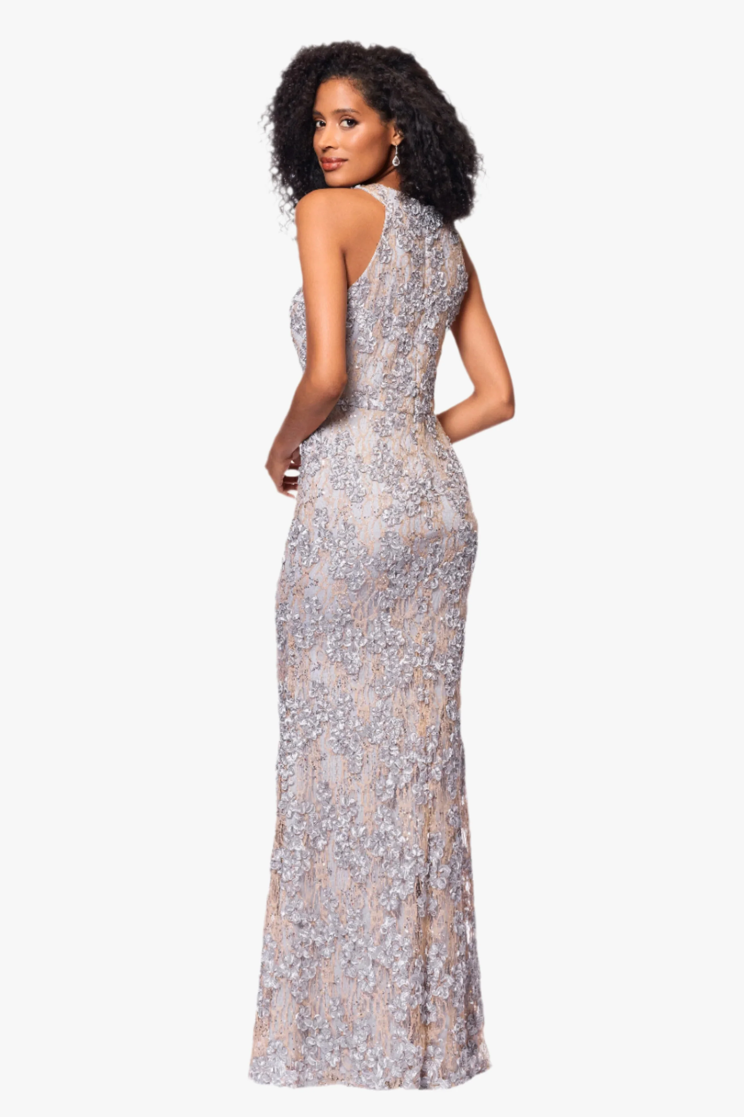 Petite "Andrea" Halter Neck Soutache Lace Floor Length Dress - Image 8