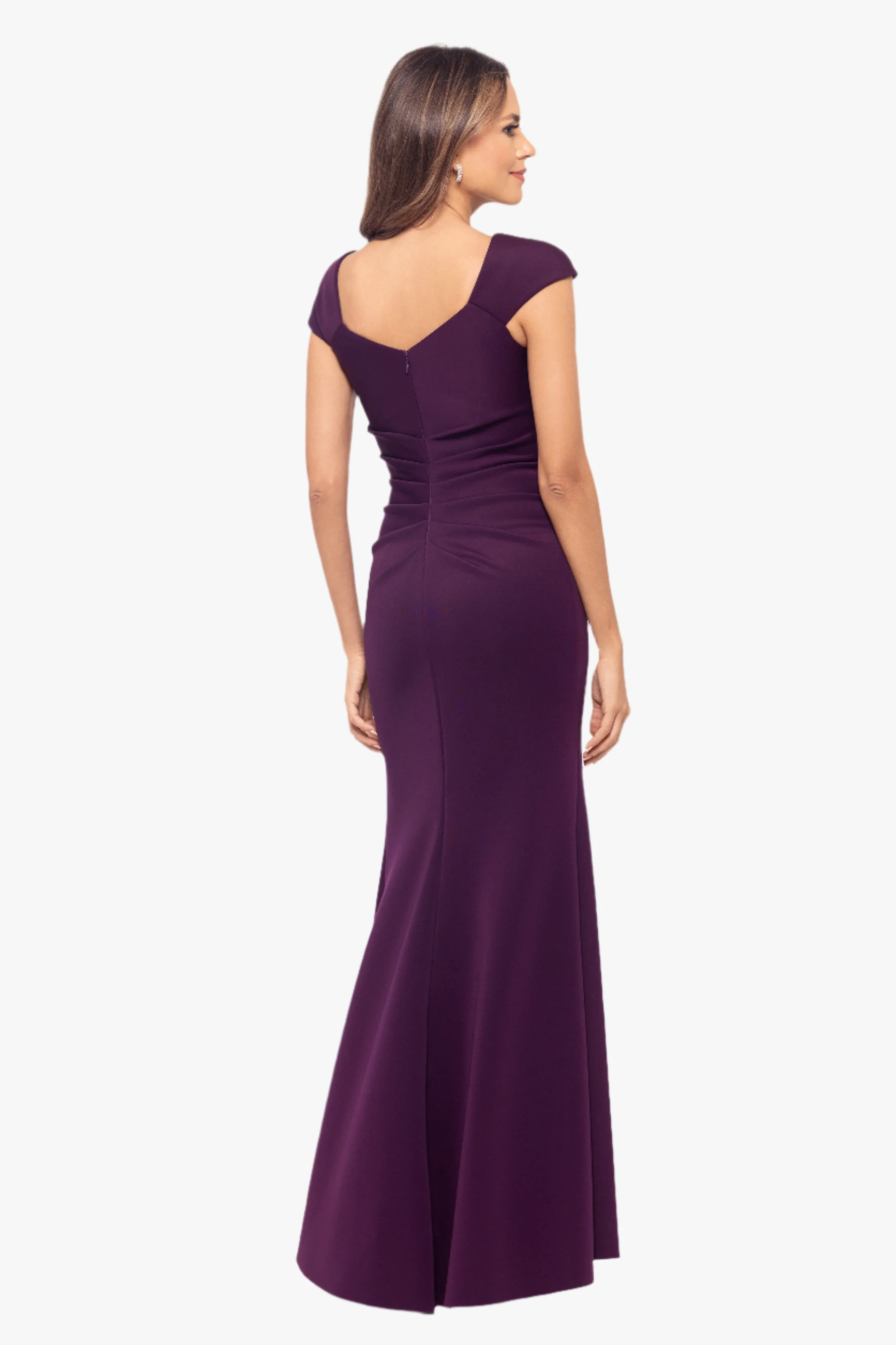 Petite "Lenore " Long Asymmetrical Neckline Techno Scuba Dress - Image 19