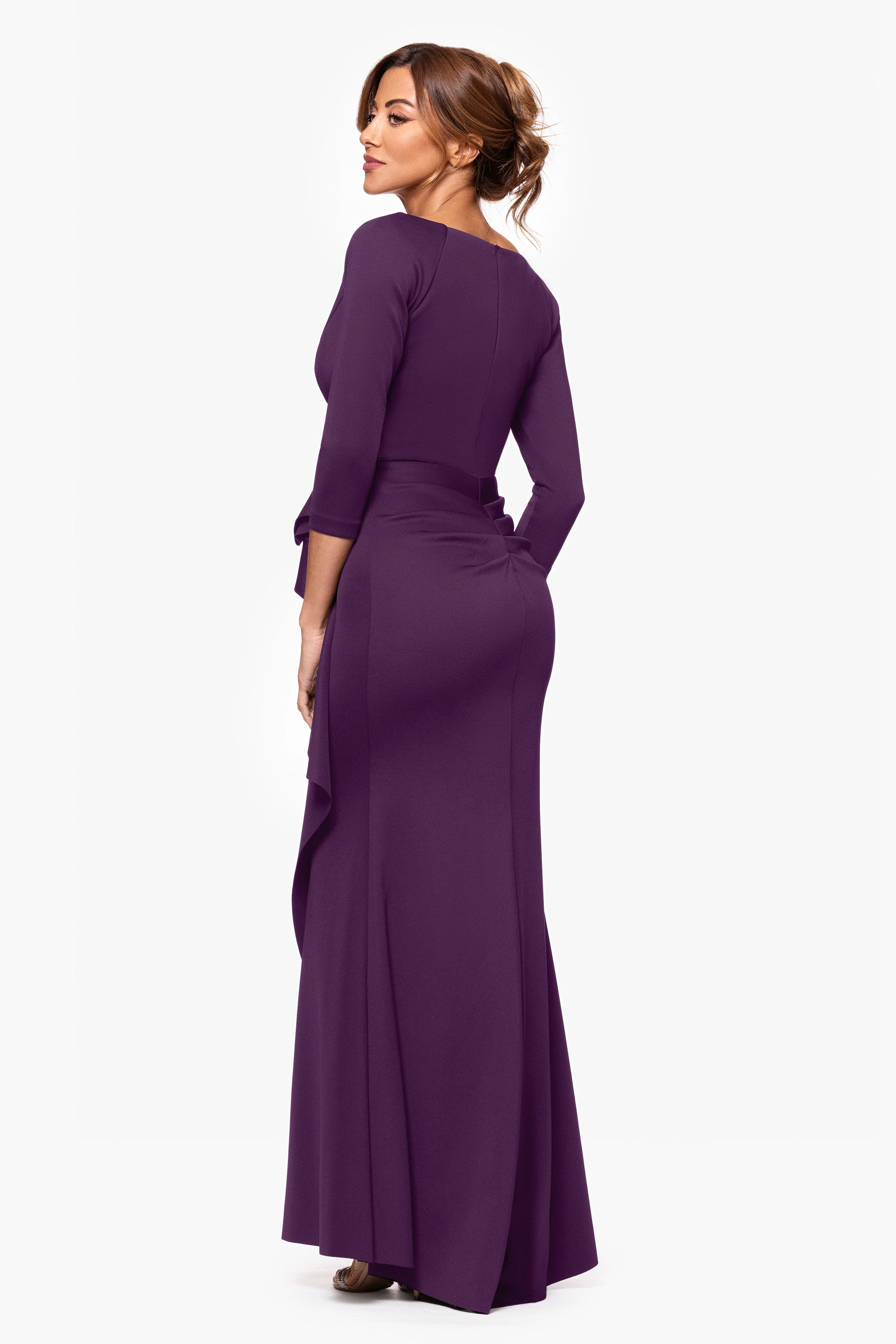 Petite "Lexi" Side-Slit Scuba V-Neck Party Dress - Image 8