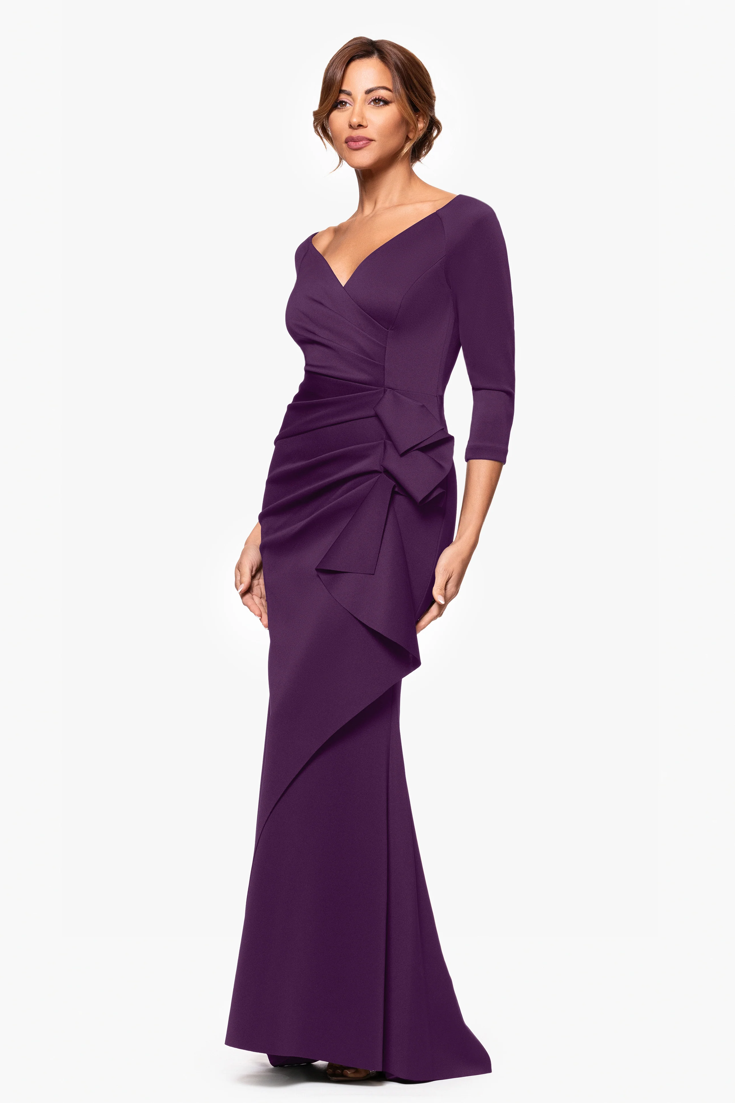 Petite "Lexi" Side-Slit Scuba V-Neck Party Dress - Image 9
