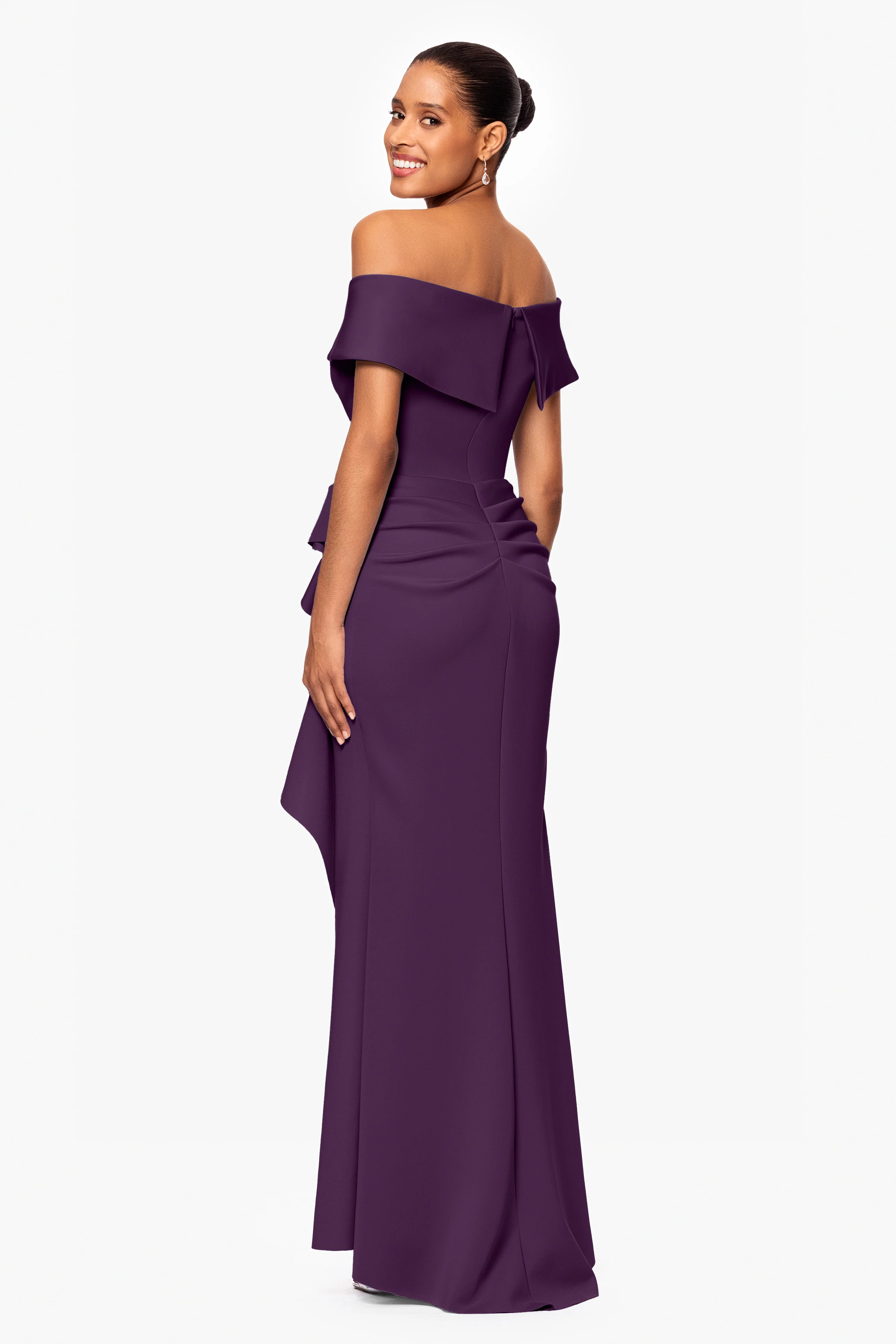 Petite "Patti" Long Off the Shoulder Techno Scuba Dress - Image 3