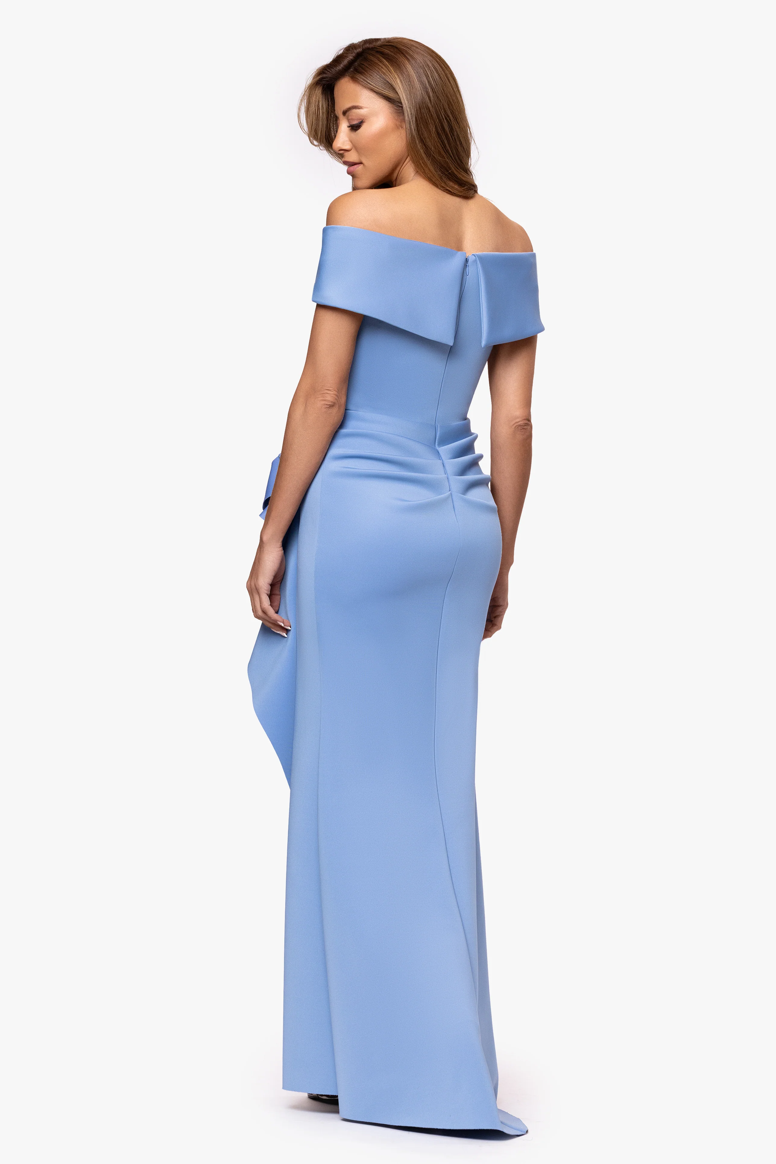 Petite "Patti" Long Off the Shoulder Techno Scuba Dress - Image 37