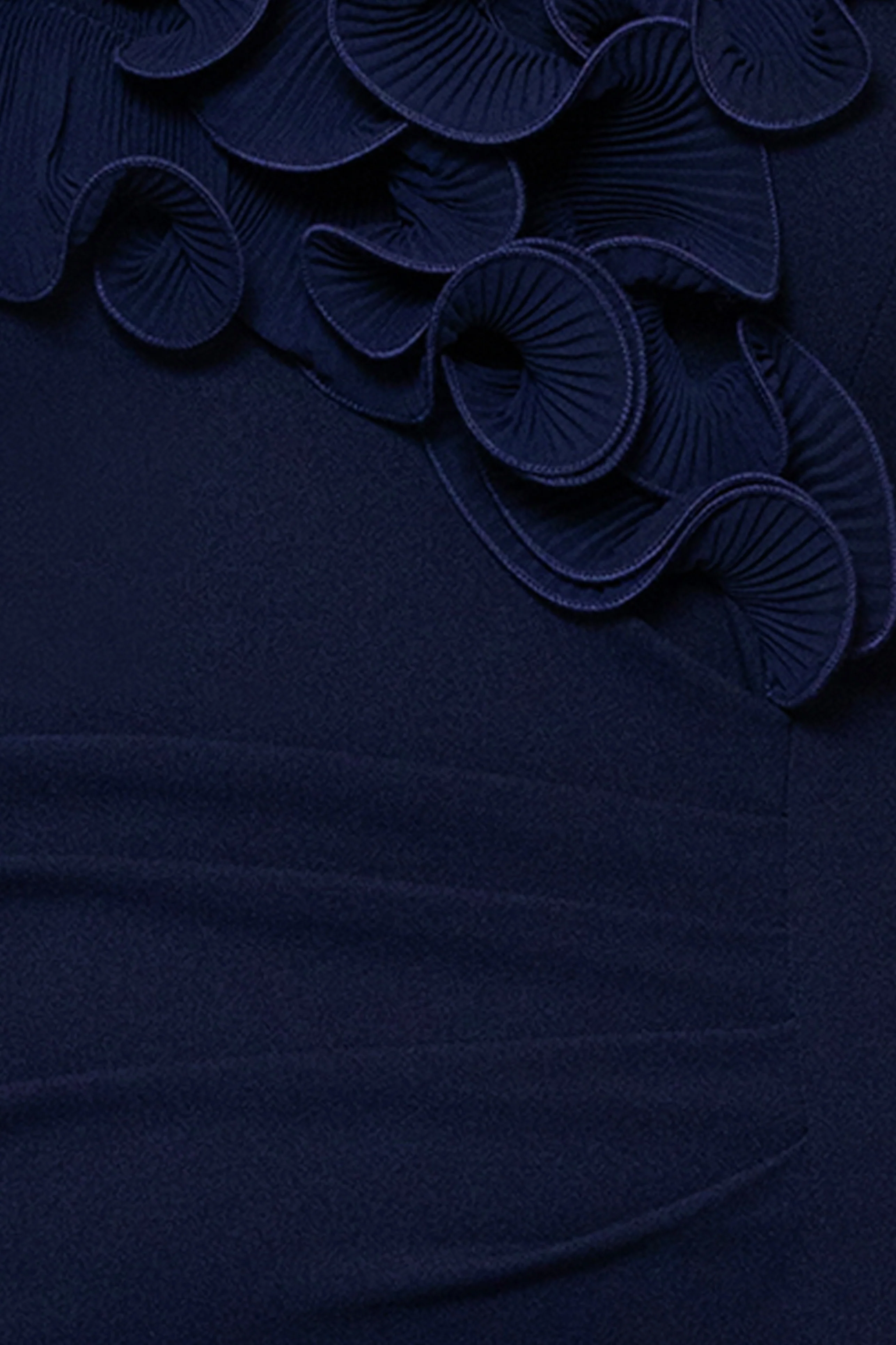 Plus "Anya" Scuba Crepe Off the Shoulder Chiffon Ruffle Neckline Floor Length Dress - Image 12