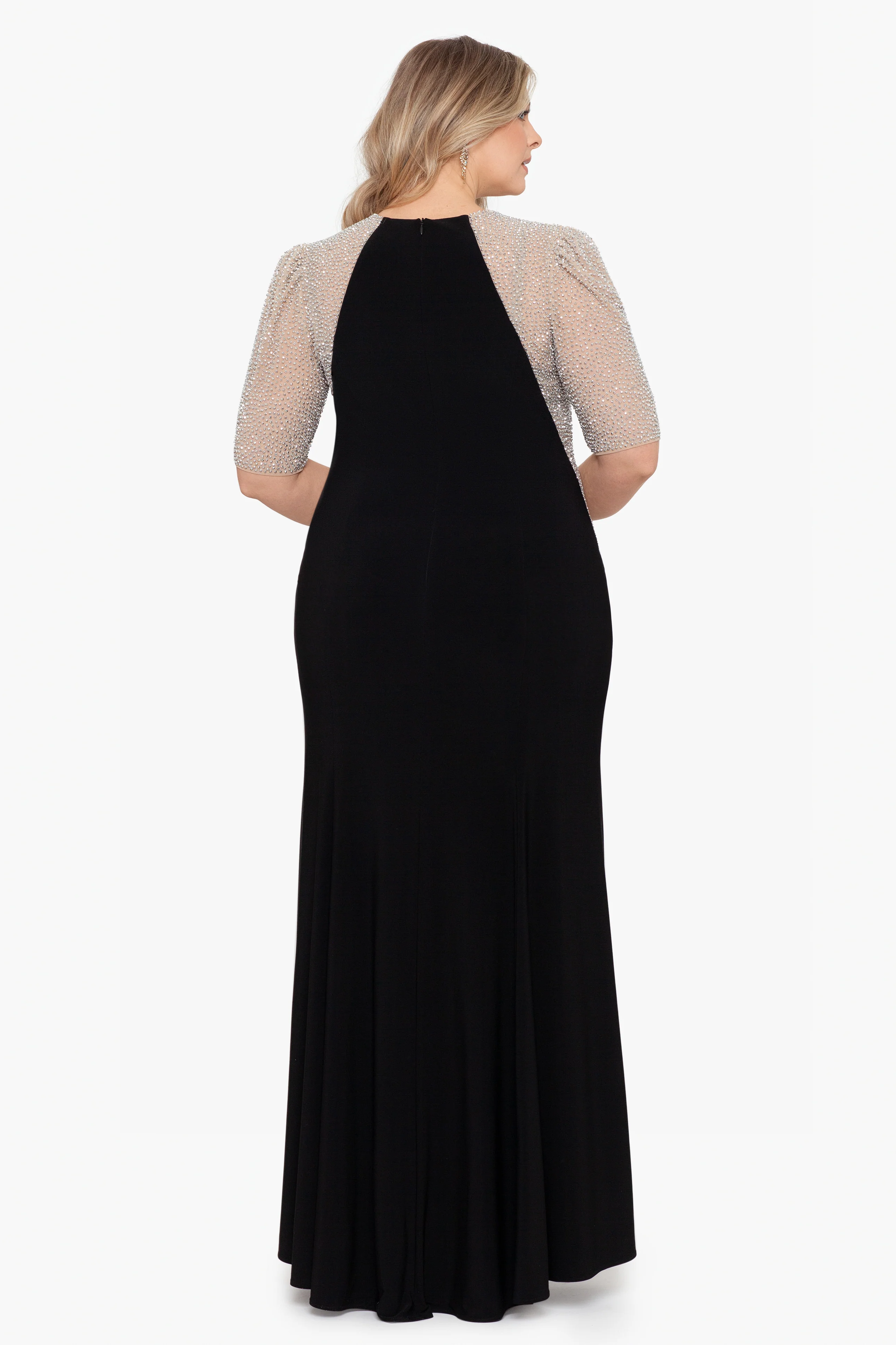 Plus "Elise" Quarter Sleeve Long Jersey Knit Dress - Image 3