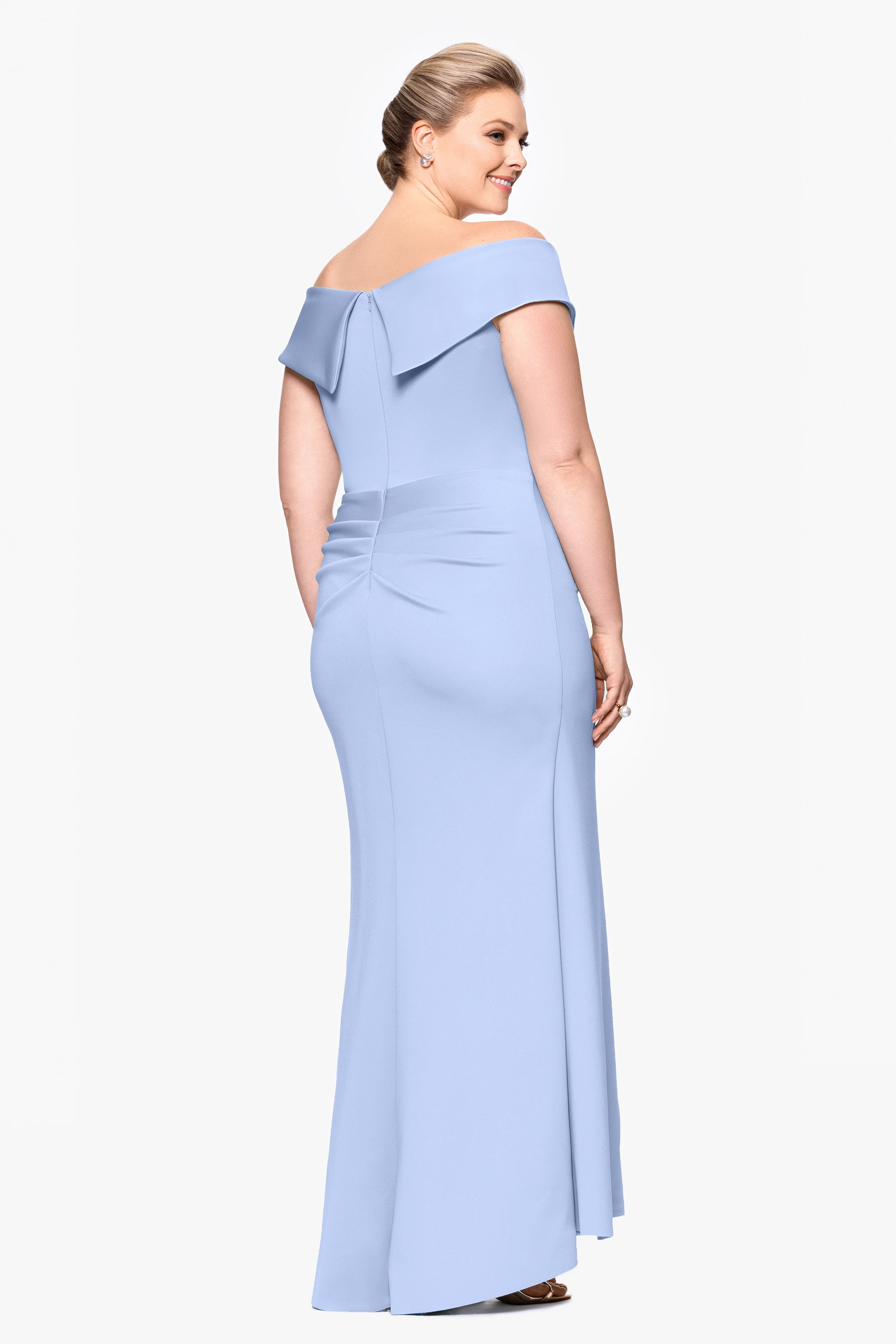 Plus "Patti" Long Off the Shoulder Techno Scuba Dress - Image 11