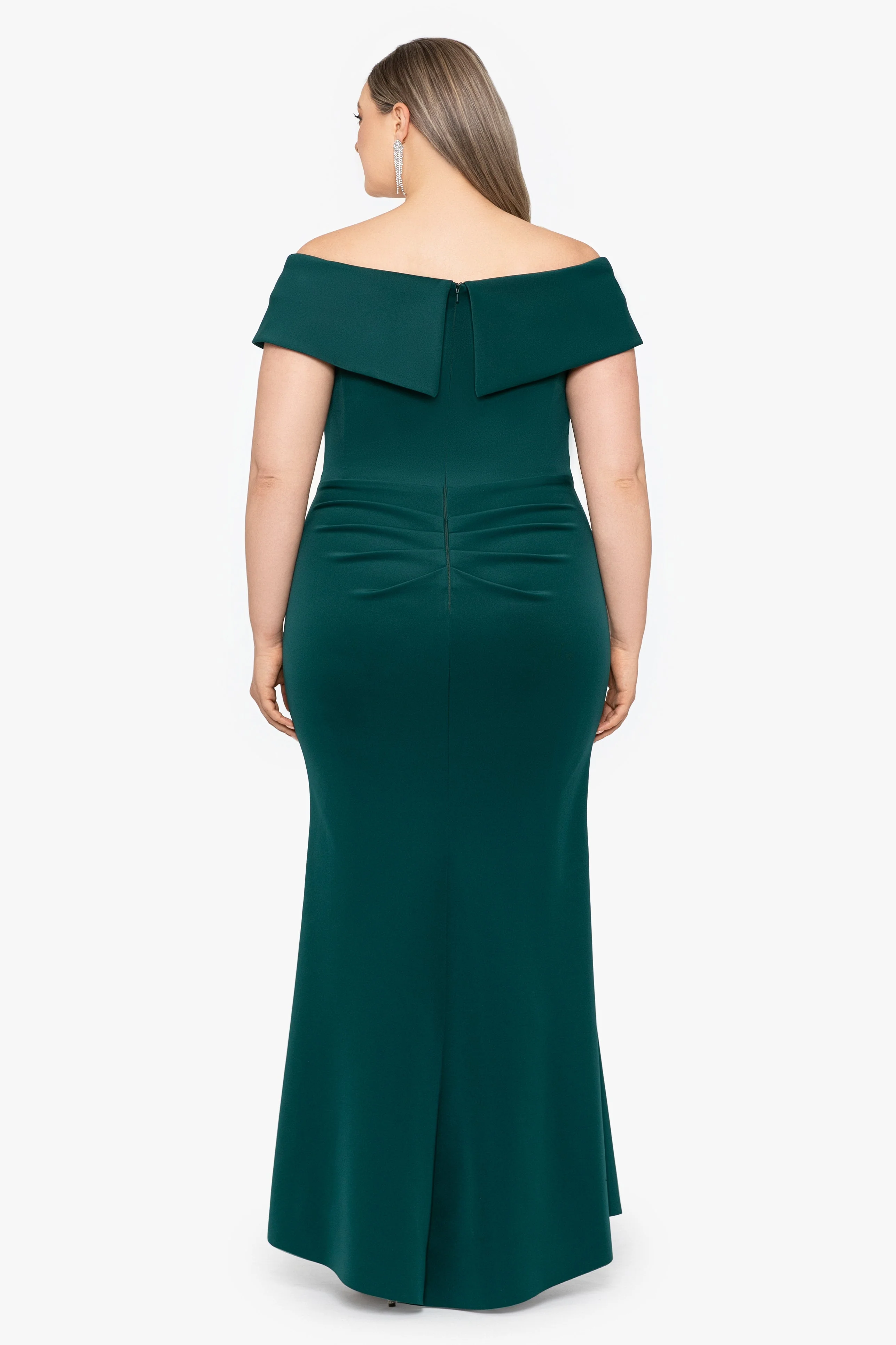 Plus "Patti" Long Off the Shoulder Techno Scuba Dress - Image 5