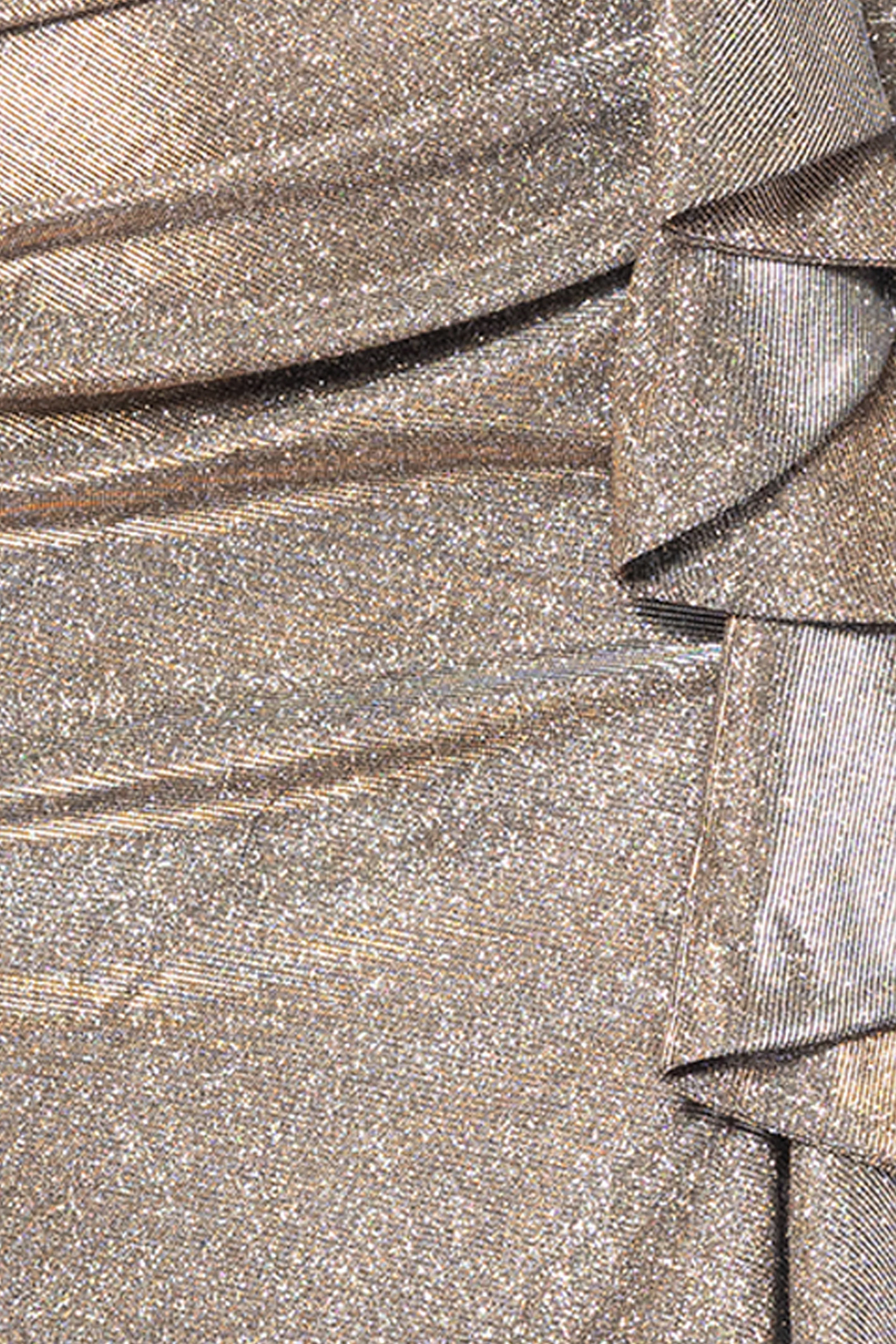 "Raveena" Long Foil Knit Off the Shoulder Floor Length Ruffle Dress - Image 6