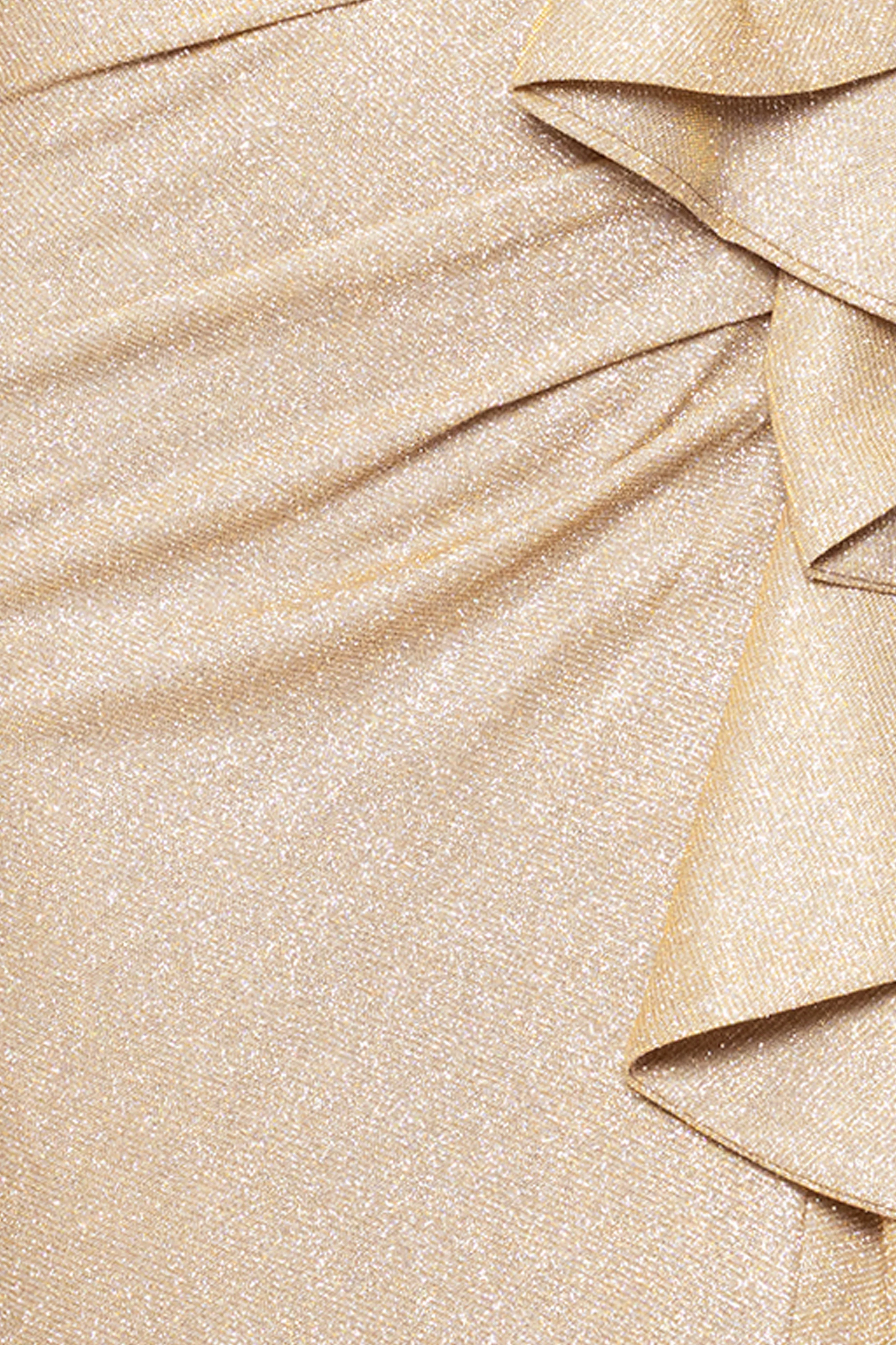 "Raveena" Long Foil Knit Off the Shoulder Floor Length Ruffle Dress - Image 12