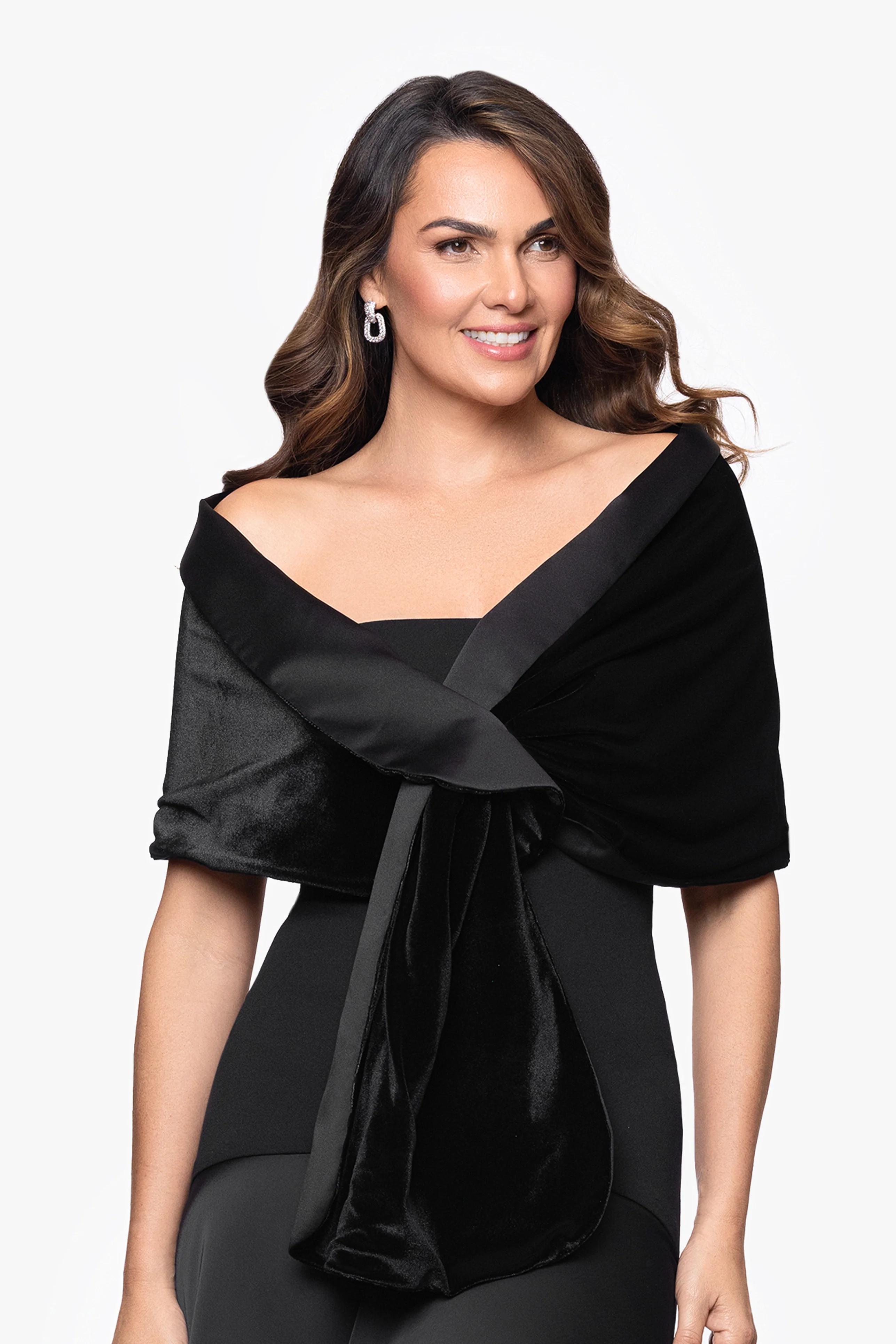 "Rosemary" Velvet and Satin Pull Through Shawl Wrap - Image 2