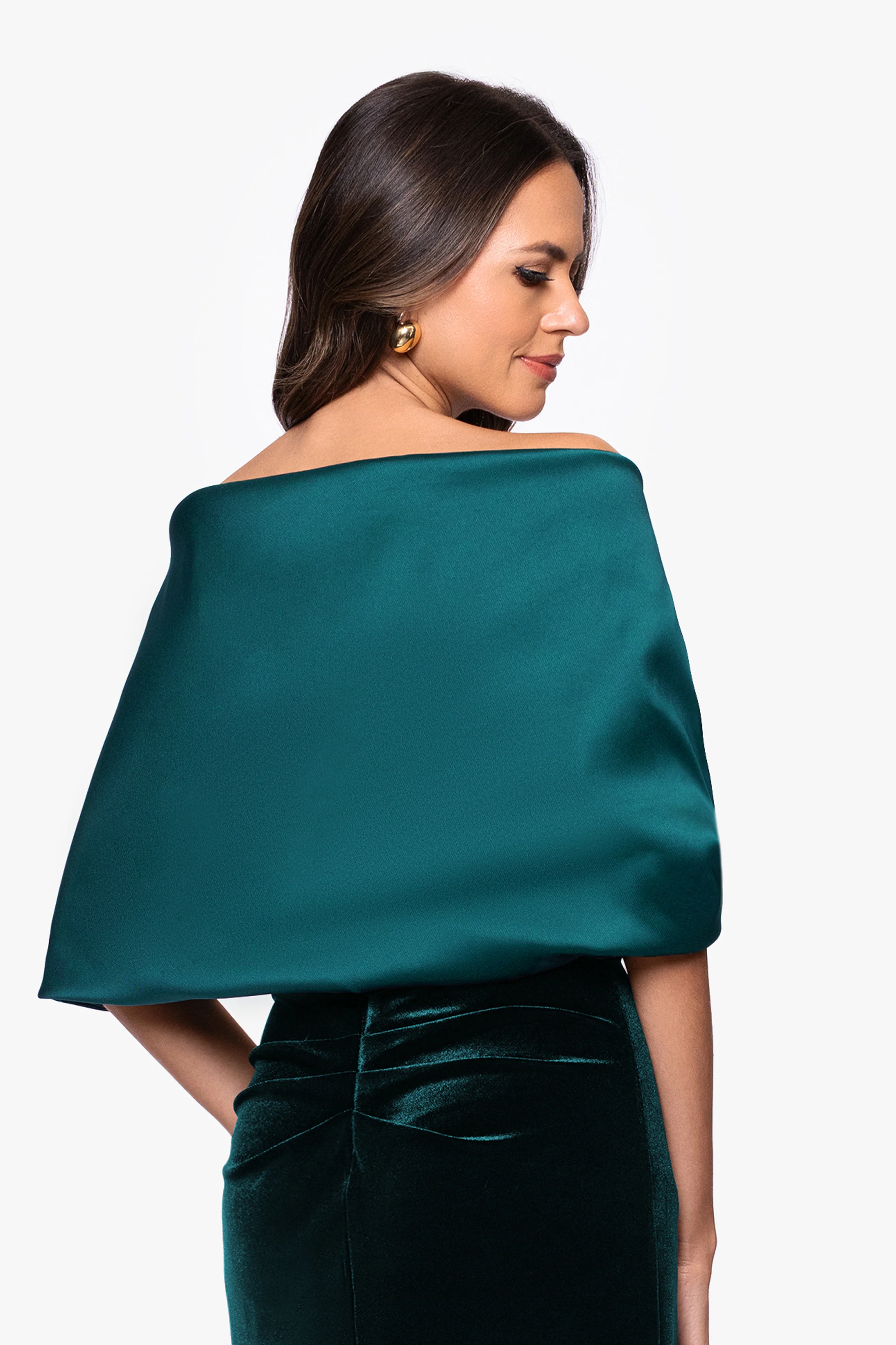 "Thalia" Stretch Mikado Shawl Wrap - Image 6